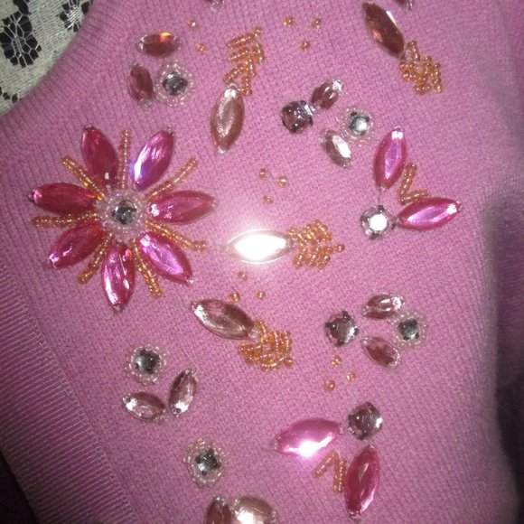 Vintage George Floral Beaded Sweater Set. Size L(12/14) - Picture 5 of 11